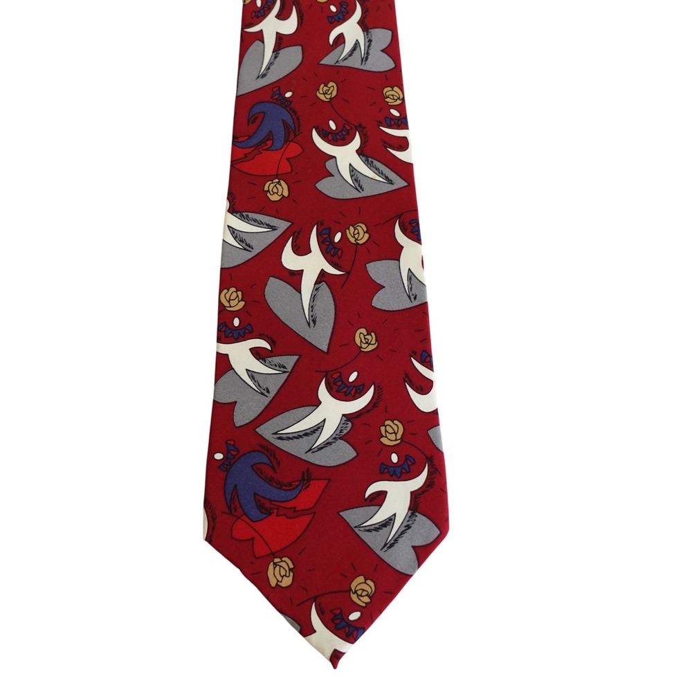 Vintage 90s The Beatles Tie Mens Red She Loves You 1991 Apple Corps Silk Necktie